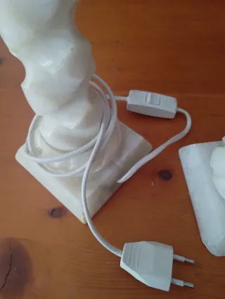 Juego 2 lámparas alabastro blanco