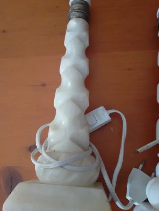 Juego 2 lámparas alabastro blanco