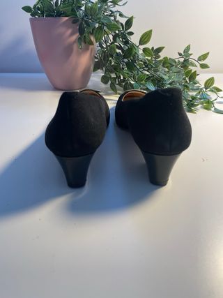 Bailarinas negras mujer talla 35 adorno dorado