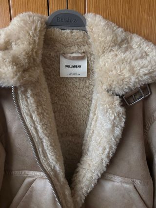 Chaqueta efecto piel aviador beige
