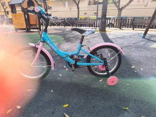 Bicicleta infantil azul y rosa 16