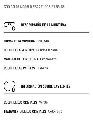 Gafas Ray-Ban RB 2221 Mujer Lente Verde