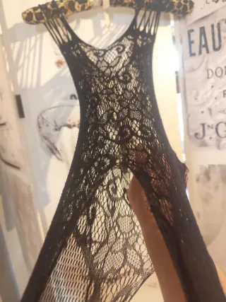 Body medias de encaje negro talla única