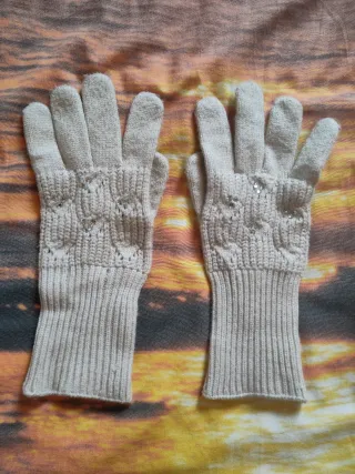 Guantes Zara beige con brillantes