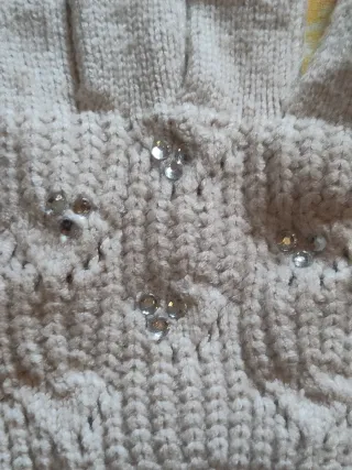 Guantes Zara beige con brillantes