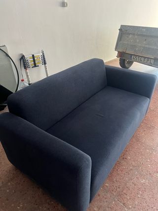 Sofá de tela azul 2 plazas