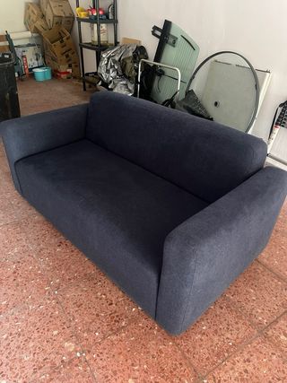 Sofá de tela azul 2 plazas
