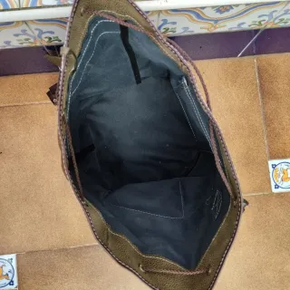 Macuto de caza marrón y verde oliva