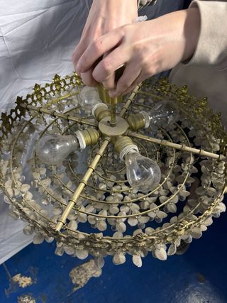 Lámpara de techo de cristal dorada