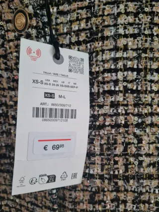 Chaleco Zara Tweed Botones Dorado Talla XS-S