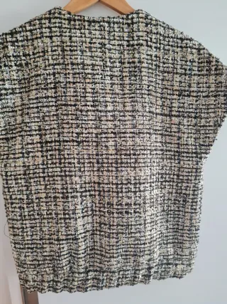 Chaleco Zara Tweed Botones Dorado Talla XS-S