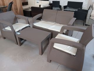 Conjunto Muebles Jardín Sofás y Mesa Ratán