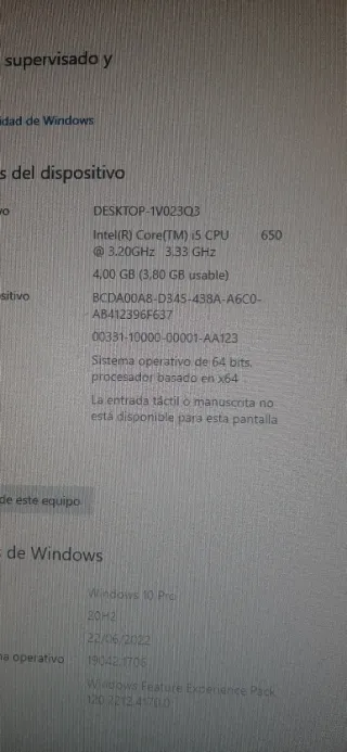 Ordenador i5 con pantalla