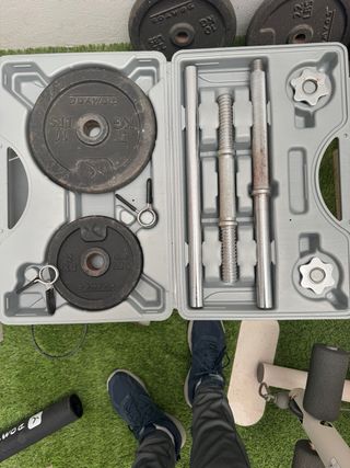 Máquina multifuncion, pesas, banco...