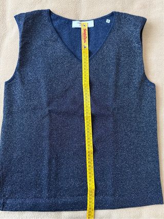 Top Andre Maurice Blu Scintillante Taglia M