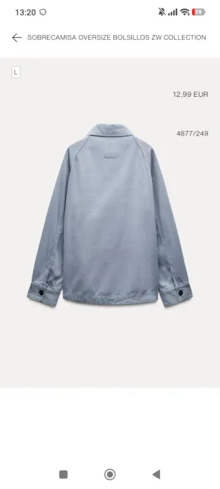 Camisa Zara Talla L oversize