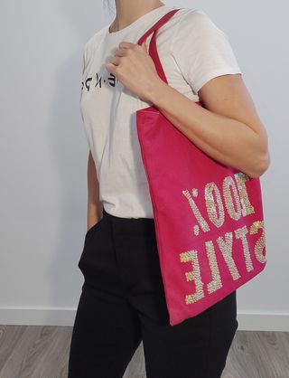 Bolso Benetton rosa lentejuelas oro