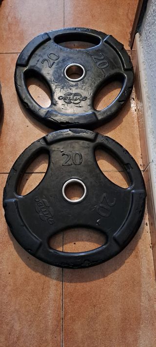 PESAS 2 DISCOS OLIMPICOS DE 20KG DE 50MM 15k 10k 5