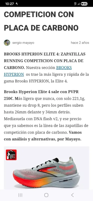 Zapatillas maratón Brooks grises y naranjas