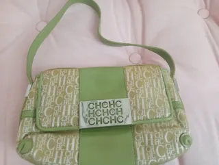 Bolso Carolina Herrera Beige y Verde