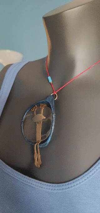 Colgante Artesanía Nené Son Joyas Azul Dorado