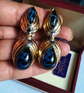 Pendientes Hildy joyas Antiguos Azul Dorado