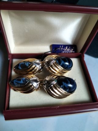 Pendientes Hildy joyas Antiguos Azul Dorado