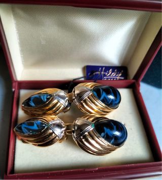 Pendientes Hildy joyas Antiguos Azul Dorado