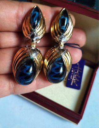 Pendientes Hildy joyas Antiguos Azul Dorado