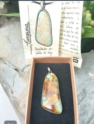 Colgante Turquesa Nevada Único Plata Ley