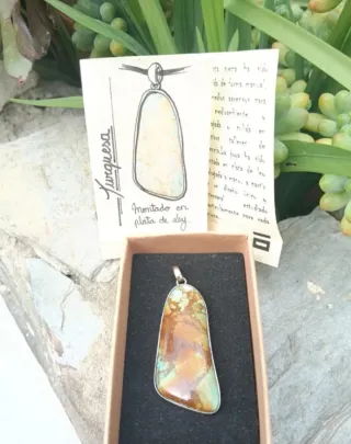 Colgante Turquesa Nevada Único Plata Ley