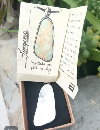 Colgante Turquesa Nevada Único Plata Ley