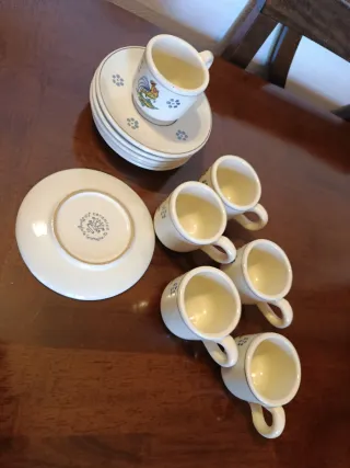 Set Tazzine Vintage Ceramica Blu e Bianco