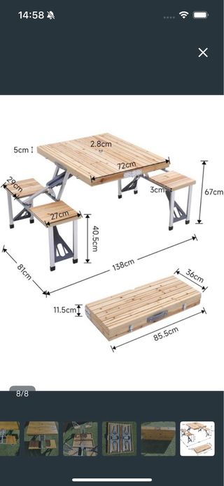 Mesa Plegable Madera y Metal