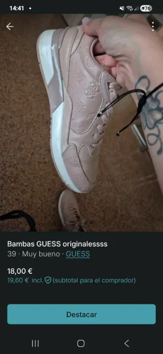 Bambas Guess rosas talla 39 ORIGINALES