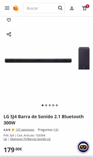 LG SJ4 Barra de Sonido y Subwoofer