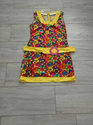 Disfraz Vestido Hippie Multicolor Talla S