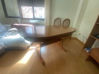 Mesa de madera extensible plegable y 6 sillas