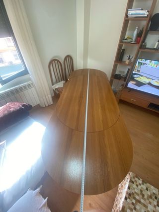 Mesa de madera extensible plegable y 6 sillas