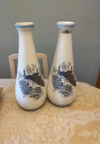 Juego de 2 jarrones de porcelana antiguos