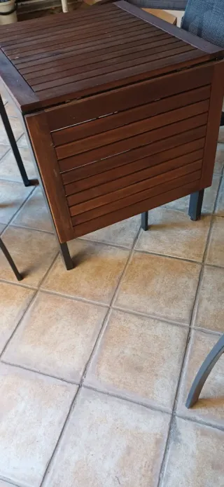 Mesa y 4 Sillas Exterior Madera y Metal