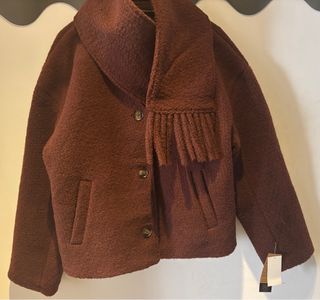 Jaqueta marró amb bufanda talla XL