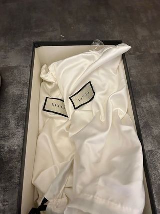 Scarpe Gucci Blu con Strisce Rosse e Oro