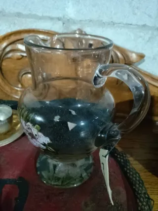 Jarra antigua pintada a mano años 40. Pieza unica