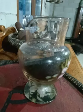 Jarra antigua pintada a mano años 40. Pieza unica