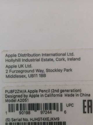 Apple Pencil 2ª Gen Modelo A2051