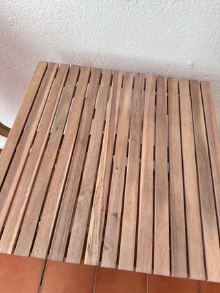 Mesa y 2 Sillas Plegables Madera Terraza