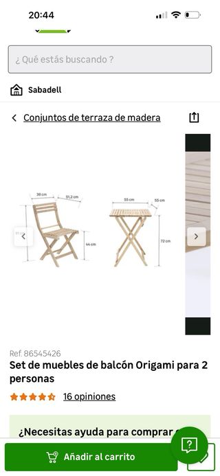 Mesa y 2 Sillas Plegables Madera Terraza