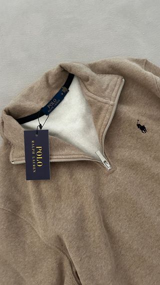 Polo Ralph Lauren Moletom Meia-Zip Bege M