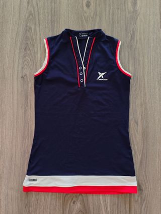 Camiseta pádel Drop-Shot sin mangas azul y roja